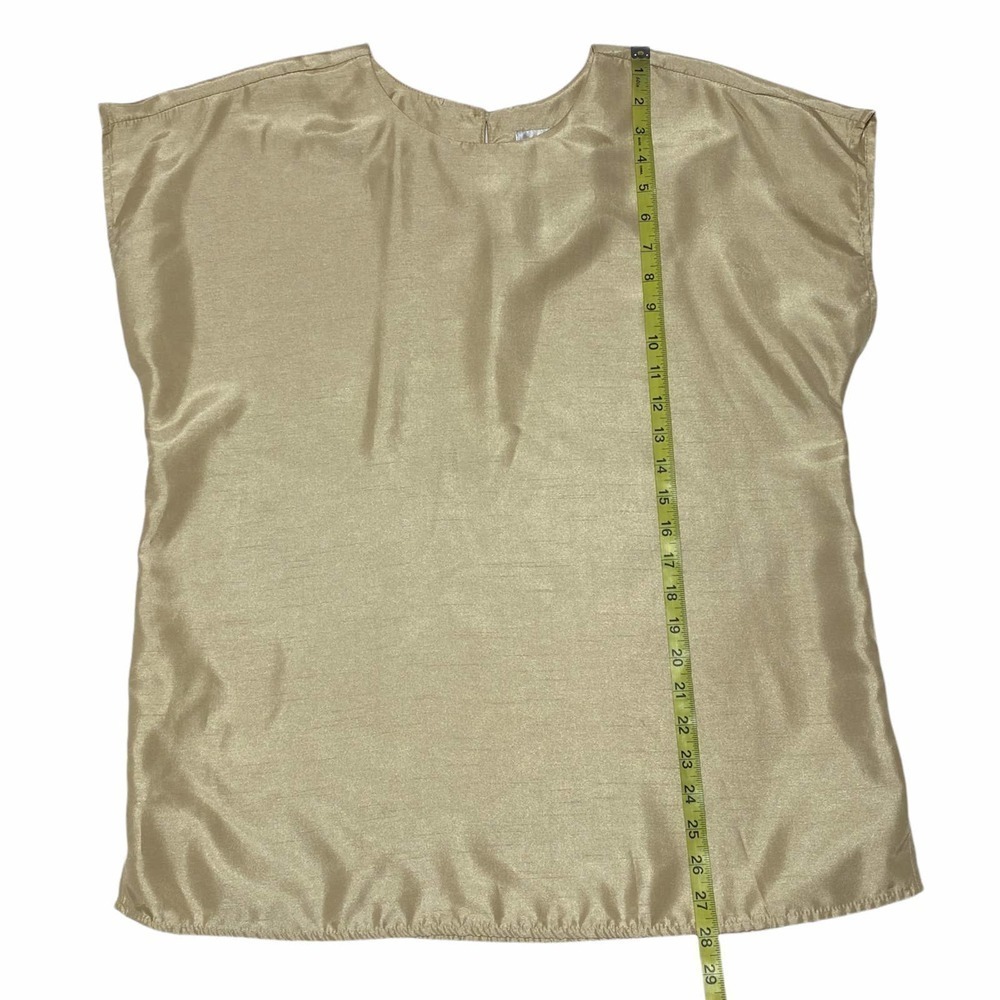 MAGGIE Sweet Champagne Colored Short Sleeve Satin Pajama Top & Bottom Set - Picture 5 of 13